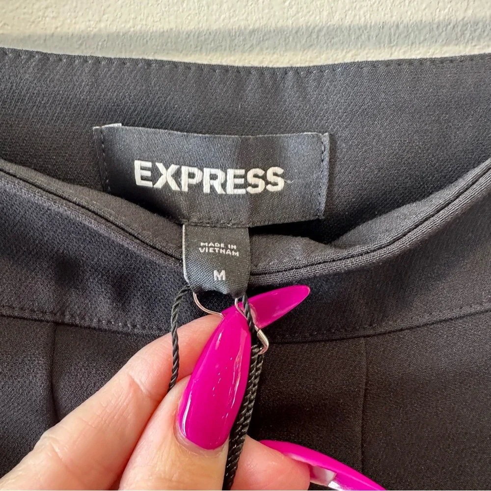 Express Black Pleated Mini Skirt with Buckle Detail – Size M, NWT - Picture 4 of 6